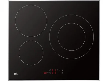 Placa de Inducción 3 Zonas, Zona Grande 18/29 cm, 51.7 cm, Negra OK OBH 3611-1